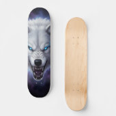  Snarling white wolf head Skateboard  (Voorkant)