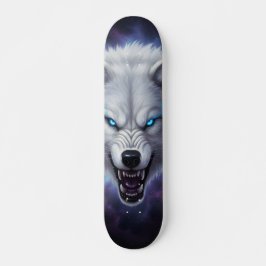 Snarling white wolf head Skateboard