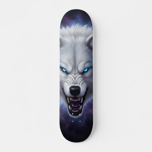  Snarling white wolf head Skateboard  (Voorkant)