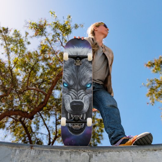  Snarling wolf head Skateboard  (Buiten 1)