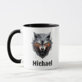Snarling Wolf Personalized Coffee Cup Mok (Links)