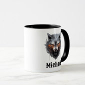 Snarling Wolf Personalized Coffee Cup Mok (Voorkant rechts)