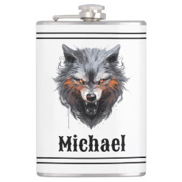 Snarling Wolf Personalized Heupfles