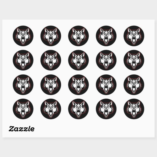 Snarling Wolf Ronde Sticker (Vel)