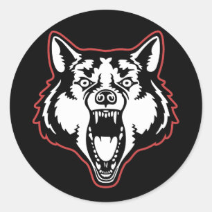 Snarling Wolf Ronde Sticker
