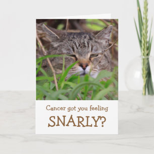 Snarly Cat Funny Cancer Folded Wenskaart Kaart