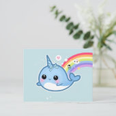 Snarwaliteit van Cute kawaii met regenboog en spar Briefkaart (Staand voorkant)