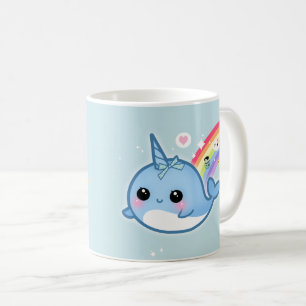 Snarwaliteit van Cute kawaii met regenboog en spar Koffiemok