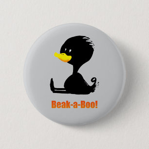 Snavel-a-Boo! Lieve Tekenfilm Eend met Grappige Wo Ronde Button 5,7 Cm