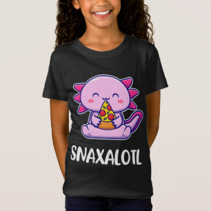 Snaxalotl Axolotl Cute Eating Pizza Snacks T-shirt