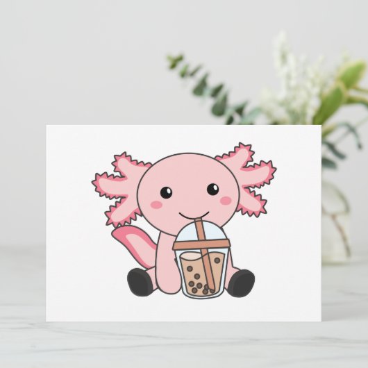 Snaxolotl Axolotl Bubble Tea Lovers Sweet Animals Kaart (Staand voorkant)