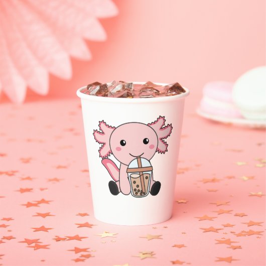 Snaxolotl Axolotl Bubble Tea Lovers Sweet Animals Papieren Bekers (Insitu)