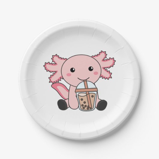 Snaxolotl Axolotl Bubble Tea Lovers Sweet Animals Papieren Bordje (Voorkant)