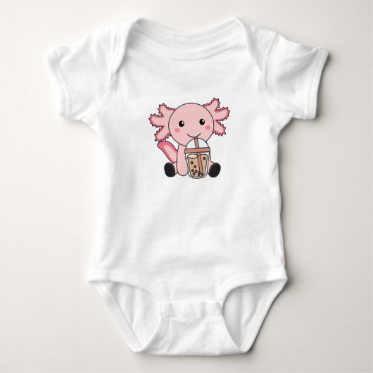 Snaxolotl Axolotl Bubble Tea Lovers Sweet Animals Romper (Voorkant)
