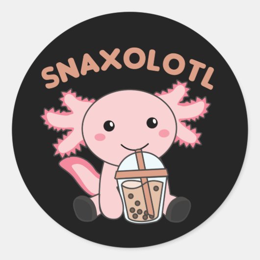 Snaxolotl Axolotl Bubble Tea Lovers Sweet Animals Ronde Sticker (Voorkant)