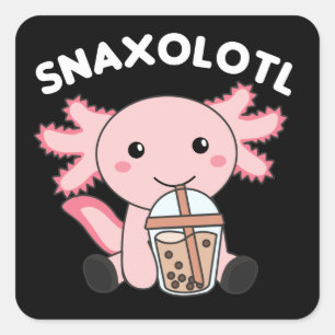 Snaxolotl Axolotl Bubble Tea Lovers Sweet Animals Vierkante Sticker
