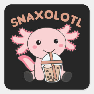 Snaxolotl Axolotl Bubble Tea Lovers Sweet Animals Vierkante Sticker