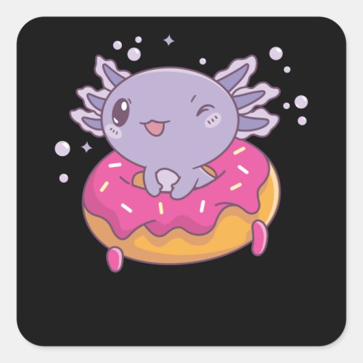 Snaxolotl Axolotl Donut Lovers Zoete dieren Vierkante Sticker (Voorkant)