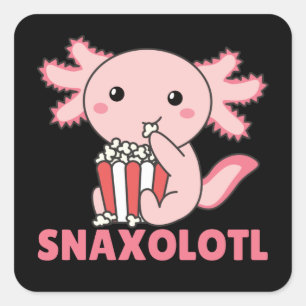Snaxolotl Axolotl Lovers Sweet Animals Popcorn Squ Vierkante Sticker