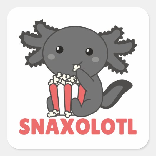 Snaxolotl Axolotl Lovers Sweet Animals Popcorn Squ Vierkante Sticker (Voorkant)
