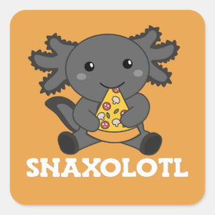 Snaxolotl Axolotl Pizza Lovers Sweet Animals Squar Vierkante Sticker