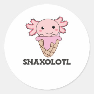 Snaxolotl Axolotl Strawberry Ice Lovers Ronde Sticker
