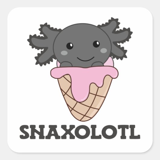 Snaxolotl Axolotl Strawberry Ice Lovers Sweet Squa Vierkante Sticker (Voorkant)