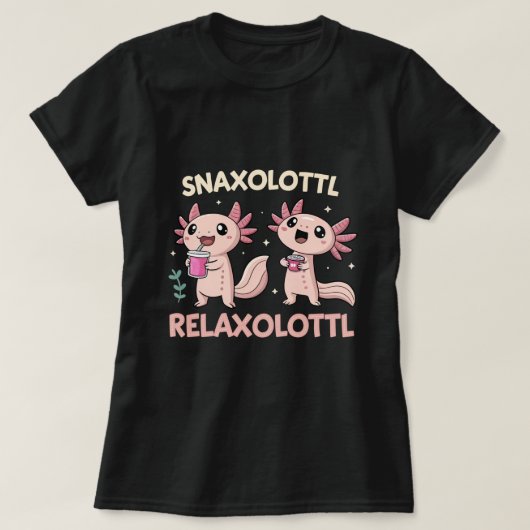 Snaxolotl en Relaxolotl Uniek Grappig Axolotl T-SH T-shirt (Design voorkant)