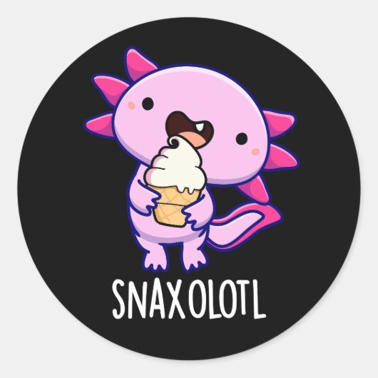 Snaxolotl Grappig Axolotl Pun Dark BG Ronde Sticker (Voorkant)