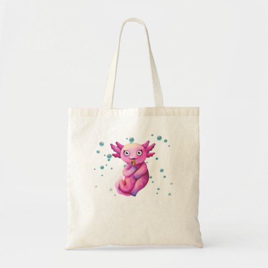 Snaxolotl Kawaii Axolotl Funny Food Lover Amphibia Tote Bag (Voorkant)