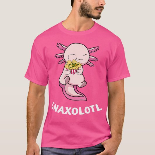 Snaxolotl Snack Nacho Cute Pink Axolotl Salamander T-shirt (Voorkant)