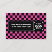 Snazzy Cerise / Zwart Geruite Eigen Tekst, QR, Log Visitekaartje (Voorkant)