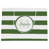 Snazzy Deep Green Monogram met vetstrepen Large Cadeautasje (Voorkant)
