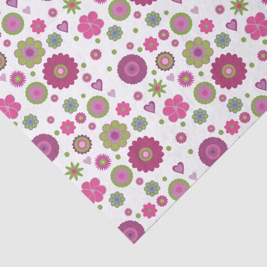 Snazzy Flower Pattern on White Tissuepapier (Detail)
