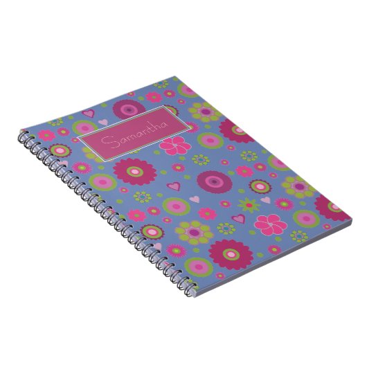 Snazzy Hippy Flower Pattern Personalized Notitieboek (Rechterzijde)
