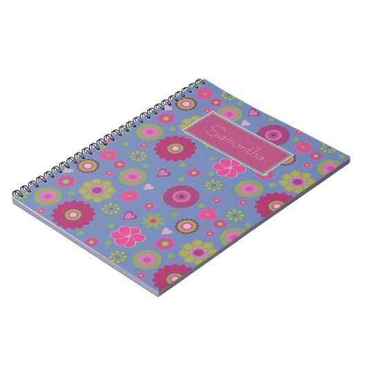 Snazzy Hippy Flower Pattern Personalized Notitieboek (Linkerzijde)