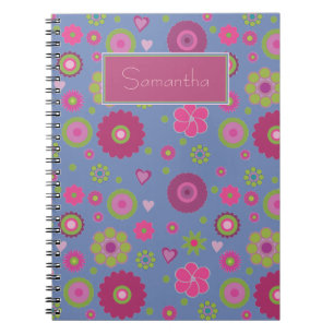 Snazzy Hippy Flower Pattern Personalized Notitieboek
