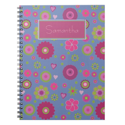 Snazzy Hippy Flower Pattern Personalized Notitieboek (Voorkant)