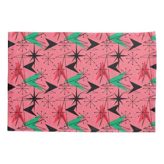 Snazzy Mid-Century Modern Sinaasappel Aqua Atomic Kussensloop (Achterkant)