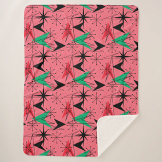 Snazzy Mid-Century Modern Sinaasappel Aqua Atomic Sherpa Deken