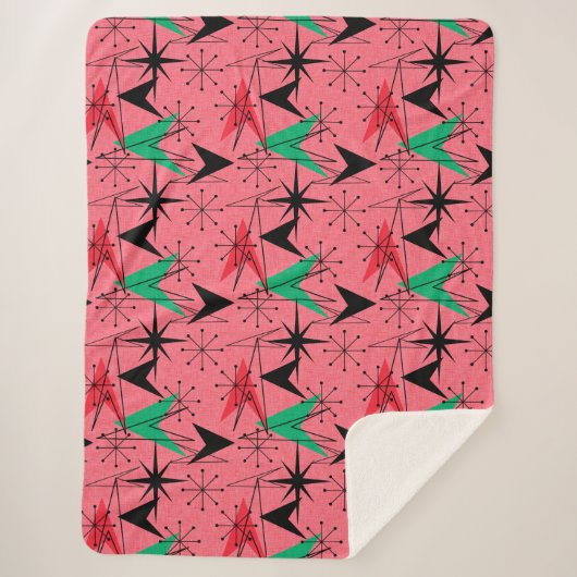 Snazzy Mid-Century Modern Sinaasappel Aqua Atomic Sherpa Deken (Voorkant)