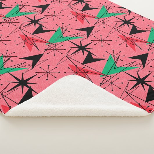 Snazzy Mid-Century Modern Sinaasappel Aqua Atomic Sherpa Deken (3/4)