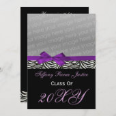 snazzy paars Afstuderen foto Uitnodiging (Voorkant / Achterkant)