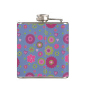 Snazzy Pink en Blue Flower Pattern Monogram Heupfles (Achterkant)