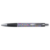 Snazzy Pink en Blue Flower Pattern Personalized Pen (Achterkant)