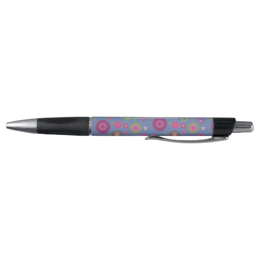 Snazzy Pink en Blue Flower Pattern Personalized Pen (Bodem)