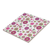 Snazzy Purple and Green Flower Pattern on White Tegeltje (Zijkant)