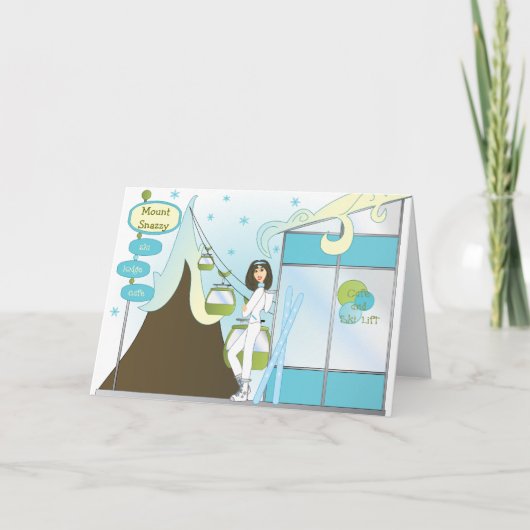 Snazzy Ski brengt onder Feestdagen Kaart (Voorkant)