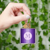 Snazzy Sophisticates Paarse Glow Stripes Custom Sleutelhanger (Hand)