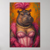 Snazzy Vrouw Hippo Portret Mardi Gras Poster (Voorkant)